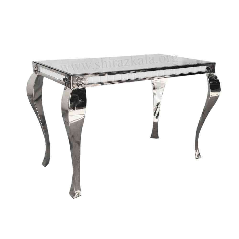 تصویر  میز کوئین فلزی نقره‌ای سایز 140*80