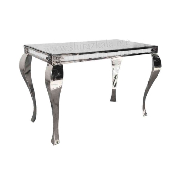 تصویر  میز کوئین فلزی نقره‌ای سایز 120*60 ارتفاع 80 سانتیمتر
