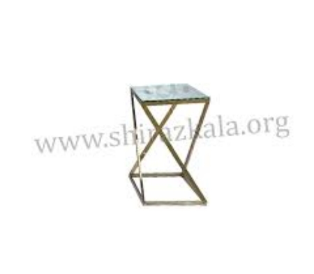 تصویر  میز دکوری مکعبی ضربدری فلزی طلایی سایز 60